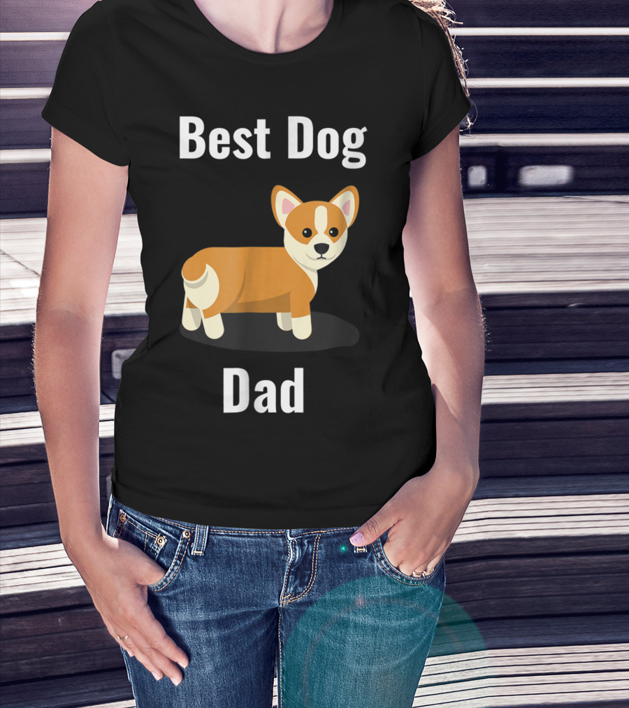 Best Dog Dad Corgi Cartoon T-Shirt
