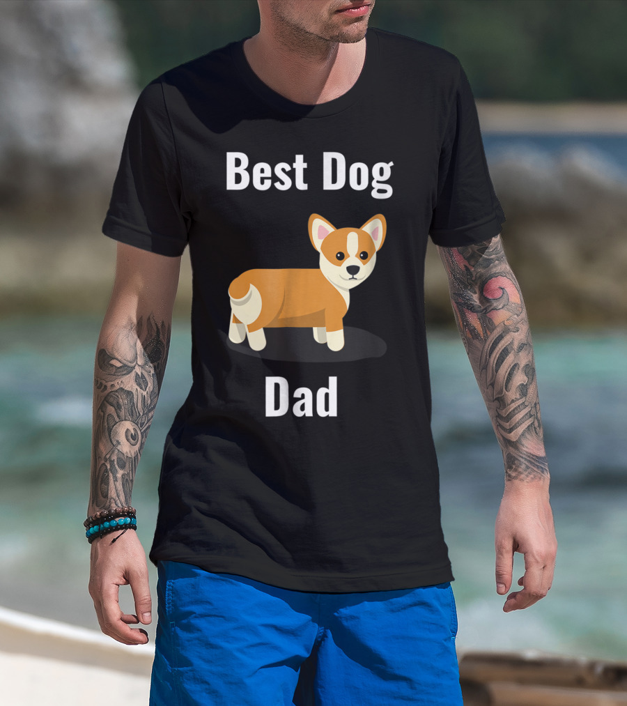 Best Dog Dad Corgi Cartoon T-Shirt