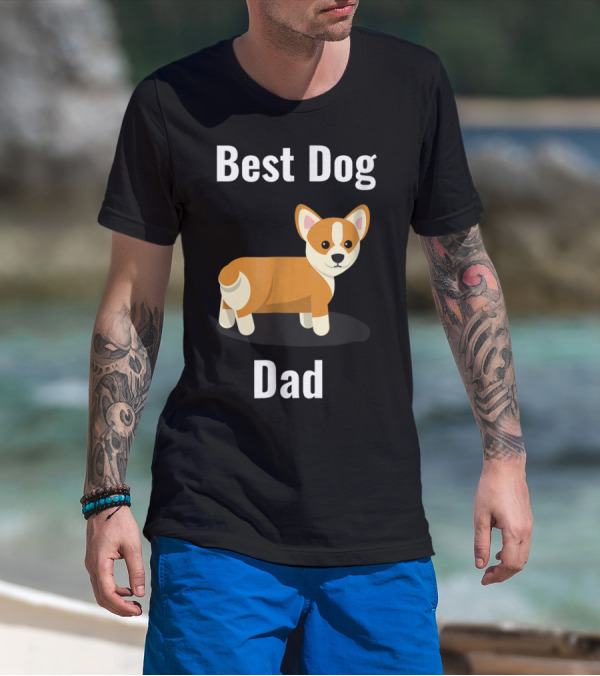 Best Dog Dad Corgi Cartoon T-Shirt
