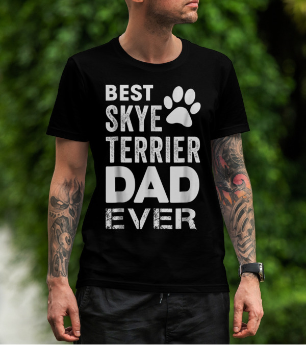 Best Skye Terrier Dad Ever With Paw Prints T-Shirt