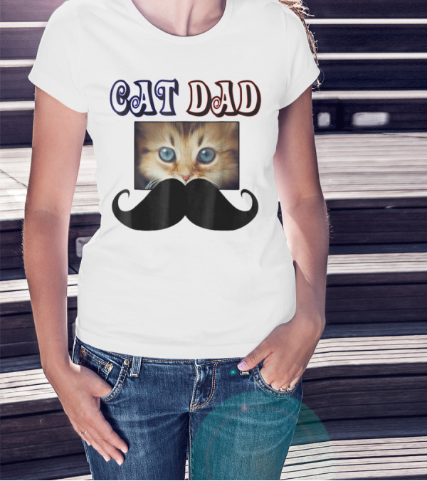 CaT Dad Love Cats76 Moustache Blue Eyed Kitten T-Shirt