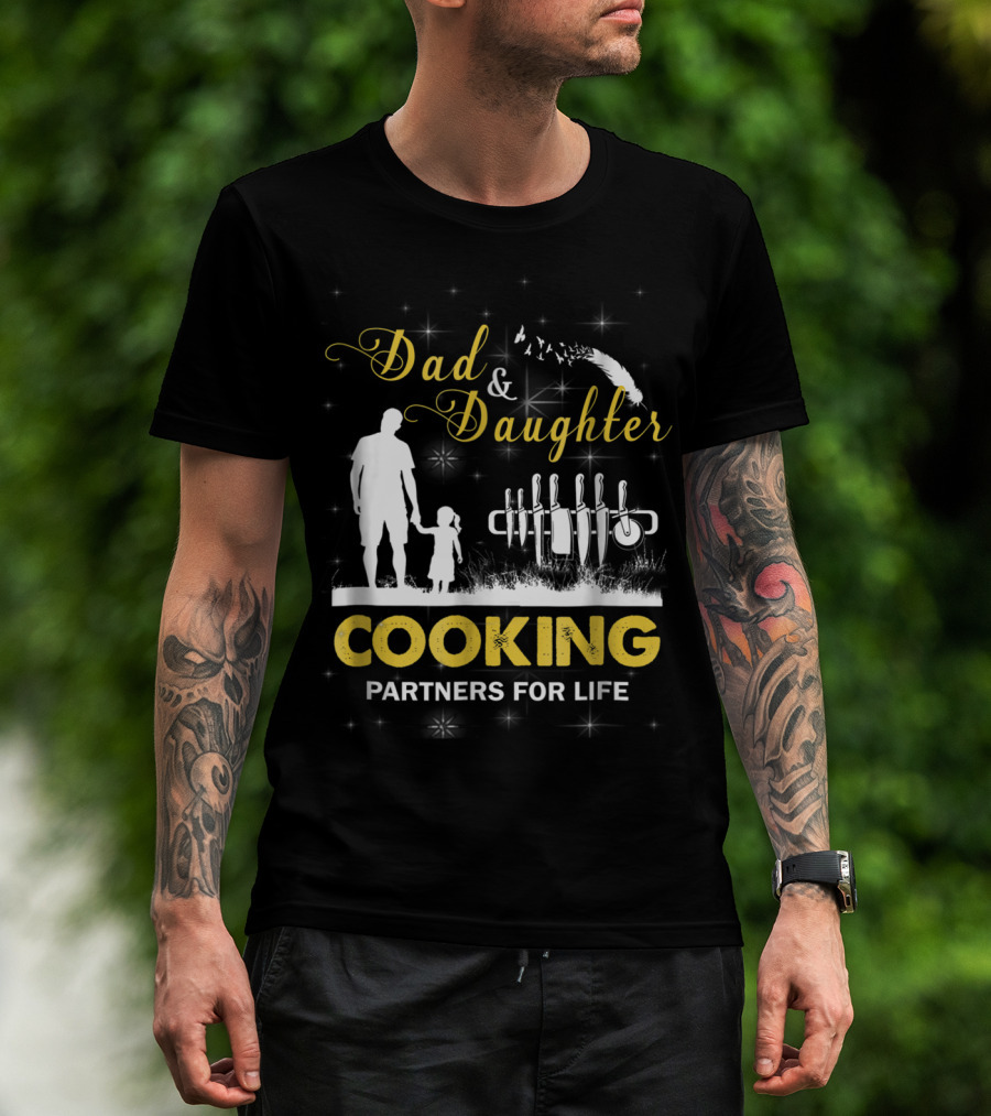Dad And Daughter Cooking Partners For Life Silhouette And Knives T-Shirt