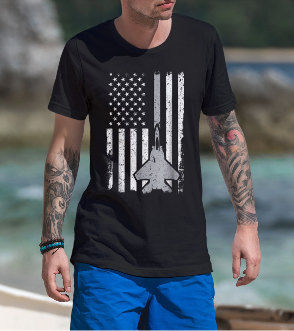 Air Force Veteran Dad Grandpa Uncle Veterans Day American Flag Jet T-Shirt
