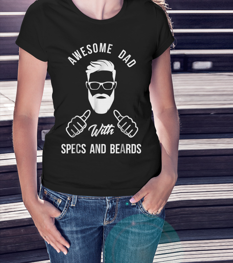 Awesome Dad With Specs And Beards Thumbs Up T-Shirt