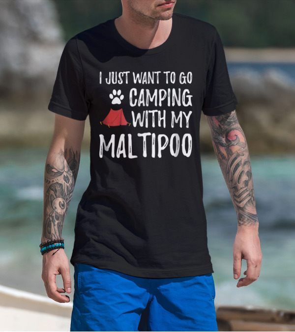 Camping With My Maltipoo For Funny Dog Mom Or Dog Dad Camper91 T-Shirt