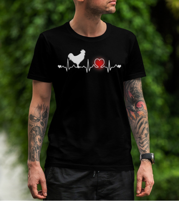 Chicken Girls Boys Heartbeat Rooster Love T-Shirt
