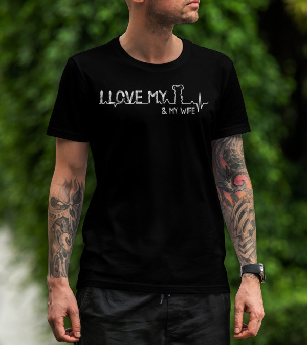 I Love My Schnauzer Heartbeat And My Wife Dog Lovers13 T-Shirt