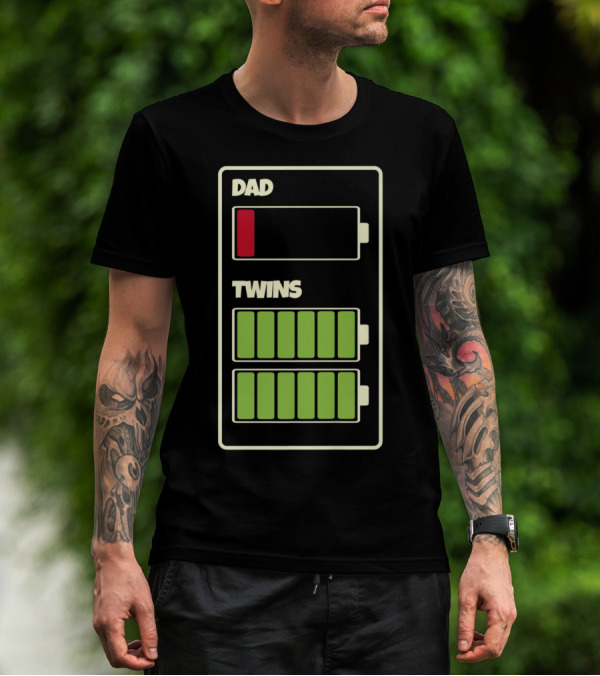 Dad Low Battery Twins Full Charge T-Shirt