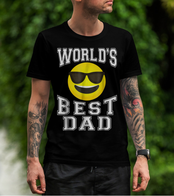 World's Best Dad Cool Emoticon T-Shirt