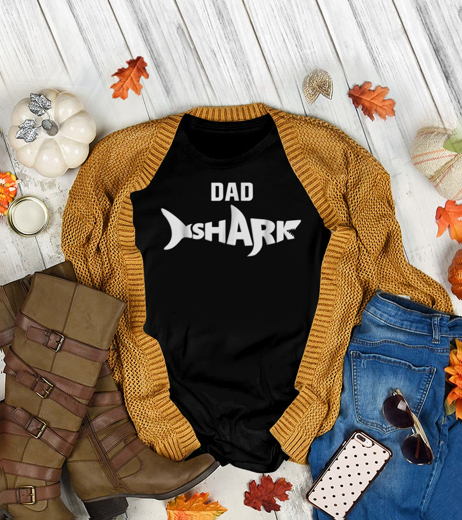 Dad Shark Ideas Matching Family S13 Shark Text T-Shirt