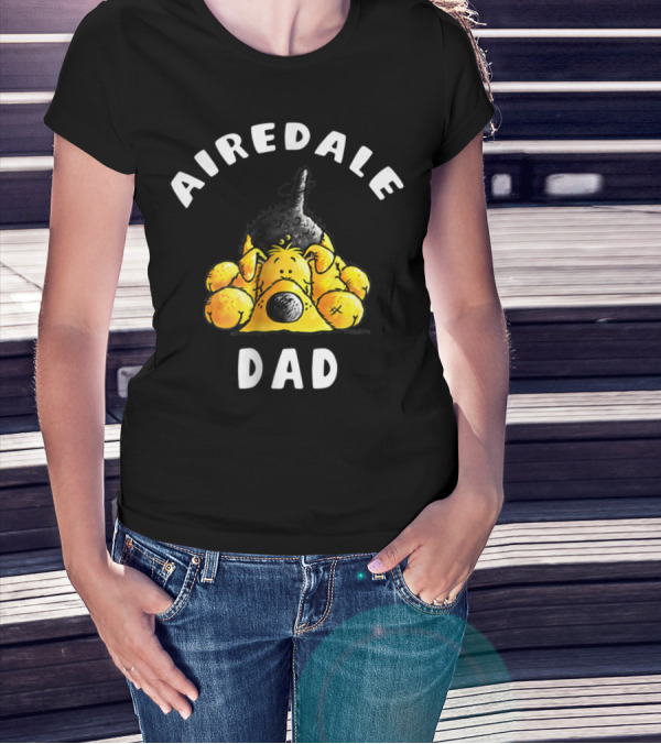 Airedale Terrier Dad Dog Breed Cartoon T-Shirt