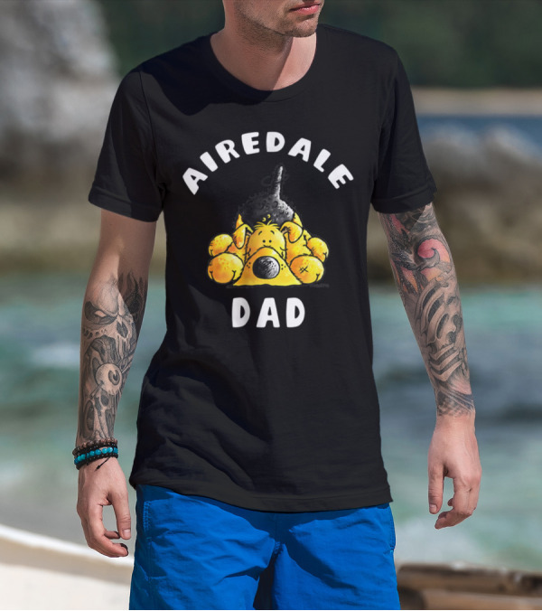 Airedale Terrier Dad Dog Breed Cartoon T-Shirt