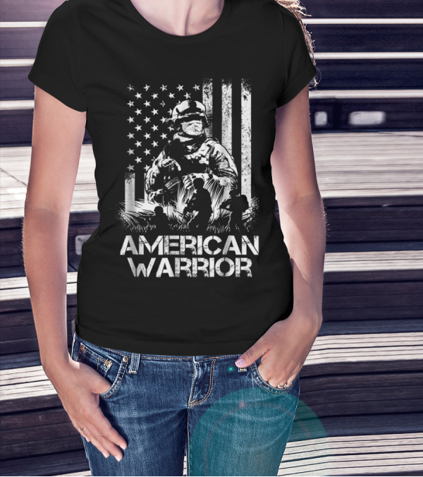 American Warrior Veteran Proud USA Patriotic Soldier T-Shirt