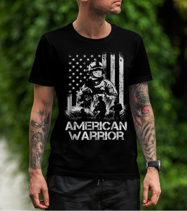 American Warrior Veteran Proud USA Patriotic Soldier T-Shirt