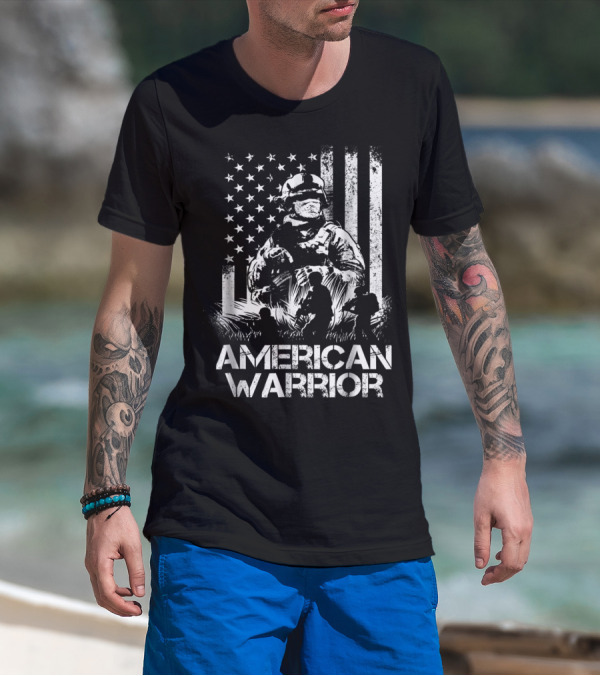 American Warrior Veteran Proud USA Patriotic Soldier T-Shirt