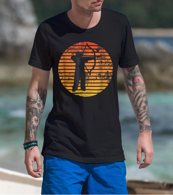 Bowman With Bow And Arrow In Sunset T-Shirt