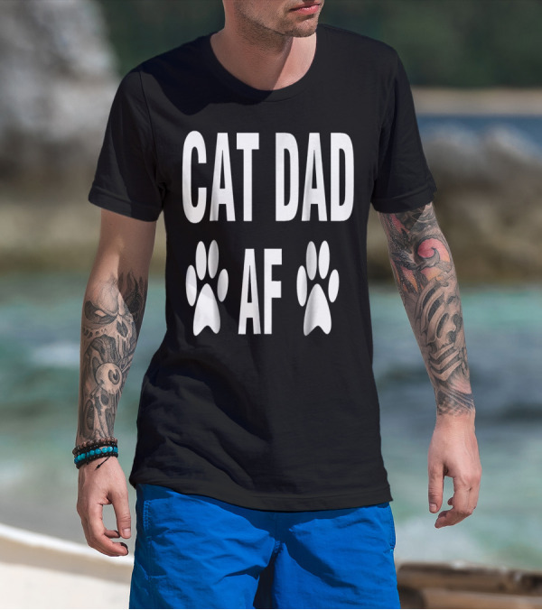 CAT DAD AF Paw Prints T-Shirt