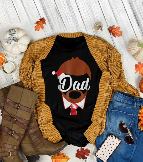 Dad Face Santa Hat Christmas Family Matching Holiday82 T-Shirt
