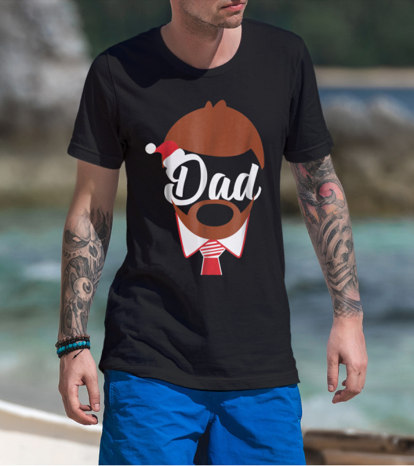 Dad Face Santa Hat Christmas Family Matching Holiday82 T-Shirt