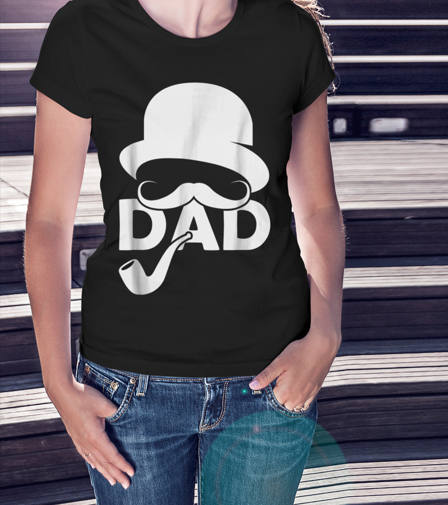 Cool Dad Mustache Hat Pipe T-Shirt