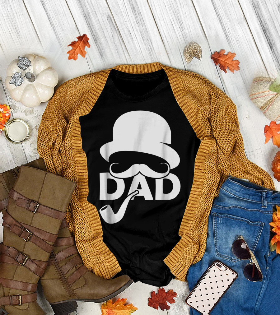 Cool Dad Mustache Hat Pipe T-Shirt