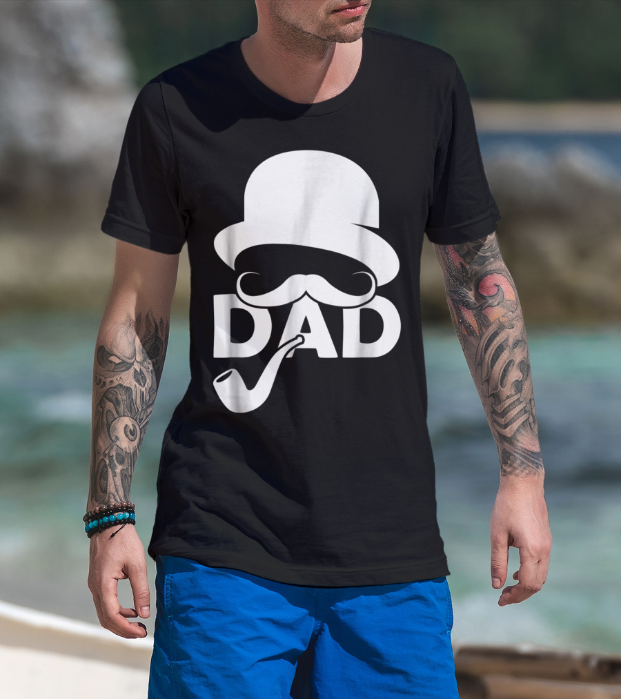 Cool Dad Mustache Hat Pipe T-Shirt