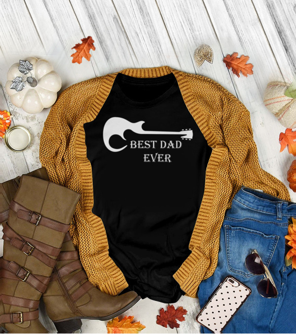 Best Dad Ever Guitar Silhouette Father's Day Musician Gift T-Shirt