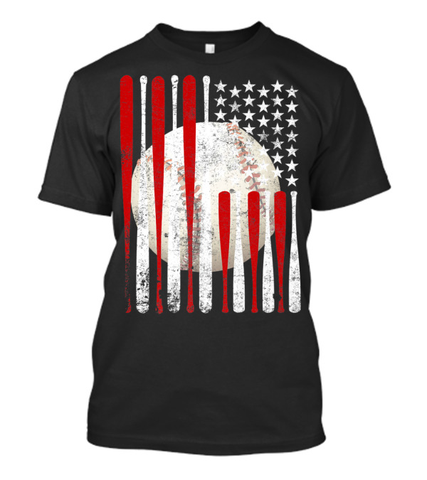 Vintage American Flag Baseball Bat Stars And Stripes Tee86 T-Shirt