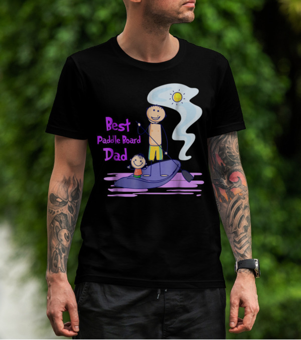 Best Paddle Board Dad Fun Stick Figure T-Shirt