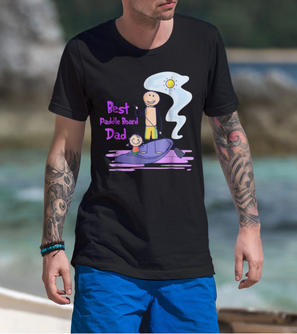 Best Paddle Board Dad Fun Stick Figure T-Shirt