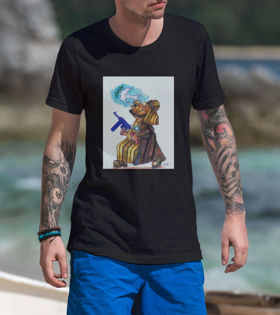 A Terrorist Act Cartoon Character Holding Gun And Dove Balloon T-Shirt