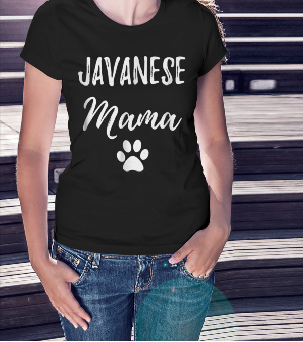 Javanese Mama Funny Cat Mom Paw Print Idea29 T-Shirt