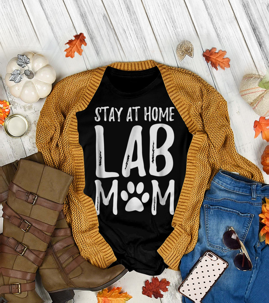 Stay At Home Lab Mom Labrador Dog Paw Prints T-Shirt