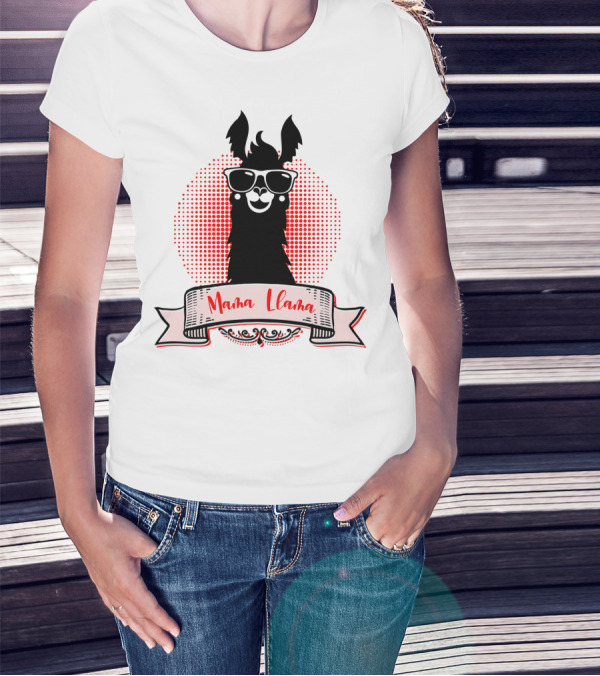 Mama Llama Cool Mom Mother Grandma Auntie81 Fun Llama Wearing Sunglasses T-Shirt