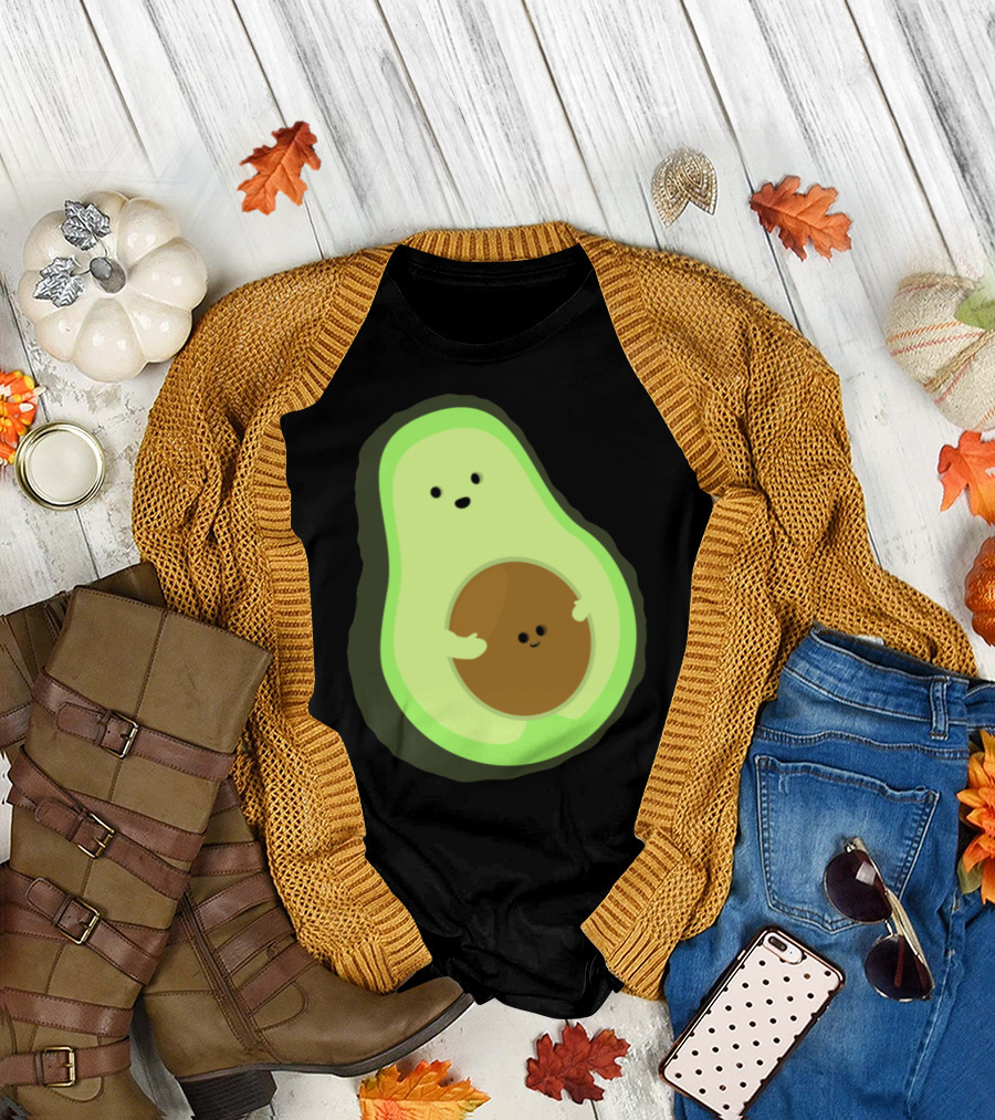 Cute LOL Avocado Pregnant Mom with Baby Seed T-Shirt