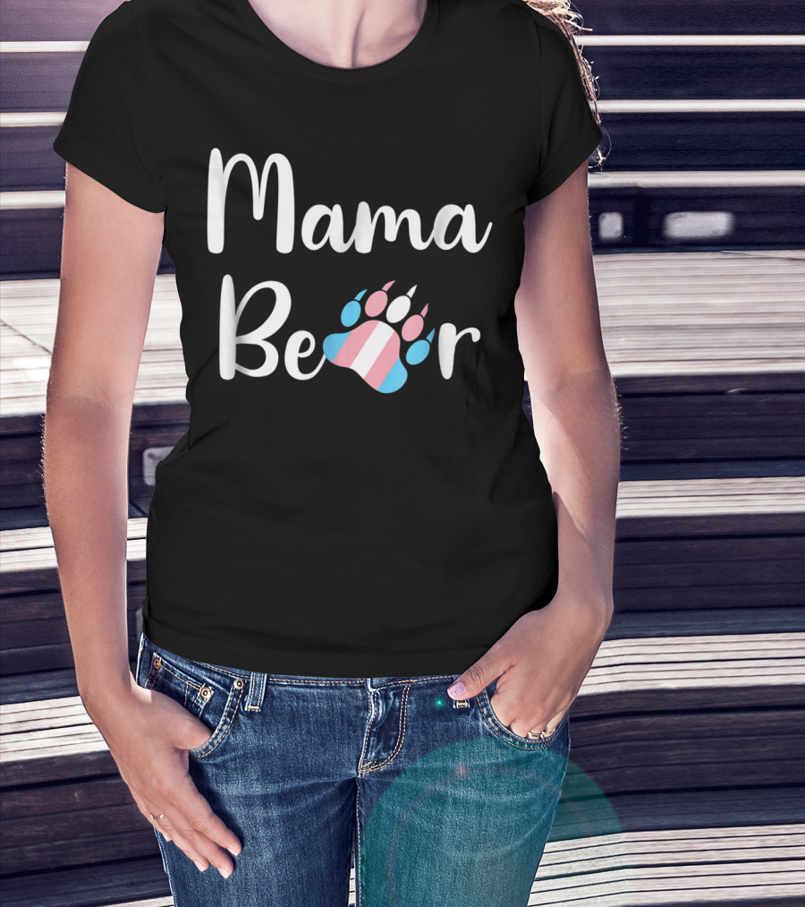 Mama Bear Trans Pride Transgender Mom Bear Paw T-Shirt