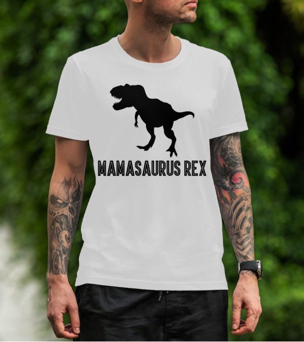 Mamasaurus Rex Black Cute Dinosaur Mom T-Shirt