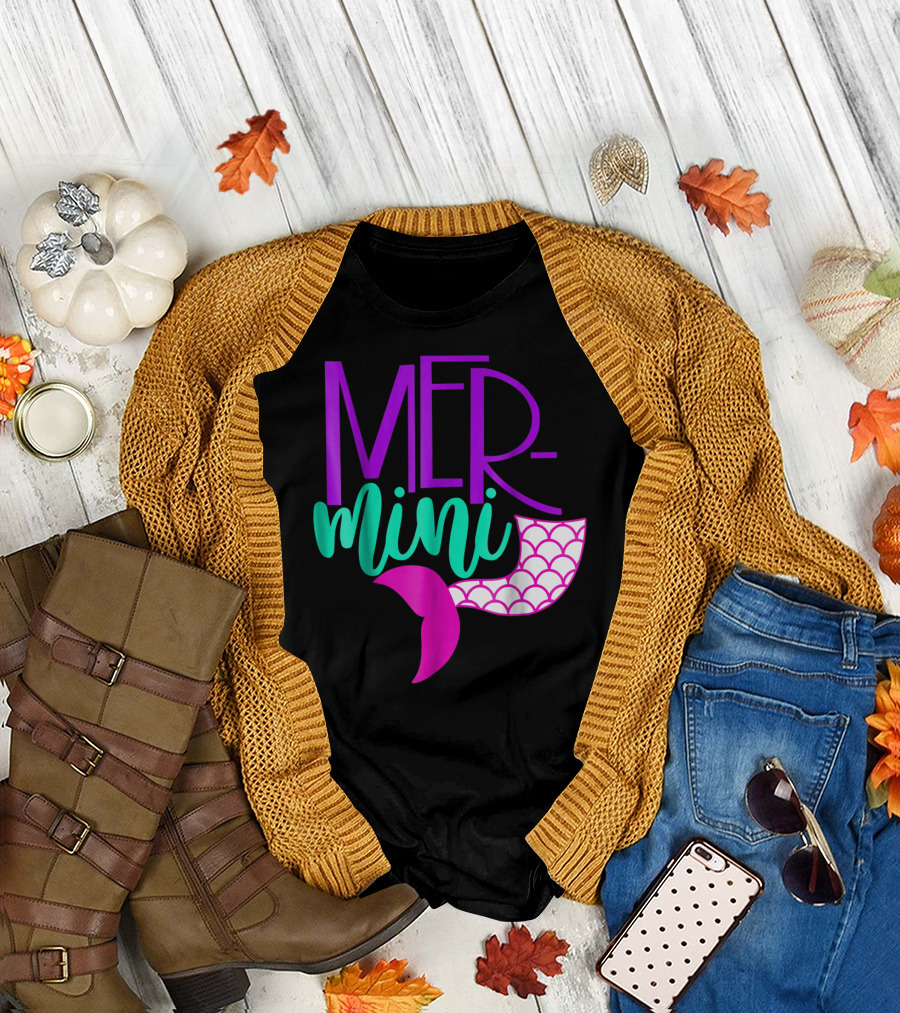 MER Mini Mermaid Matching Family Tribe Mom Daughter25 T-Shirt