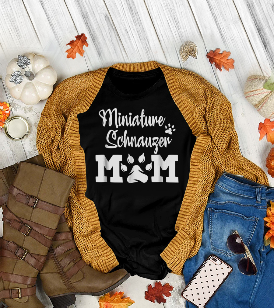 Miniature Schnauzer Mom Pawprint T-Shirt