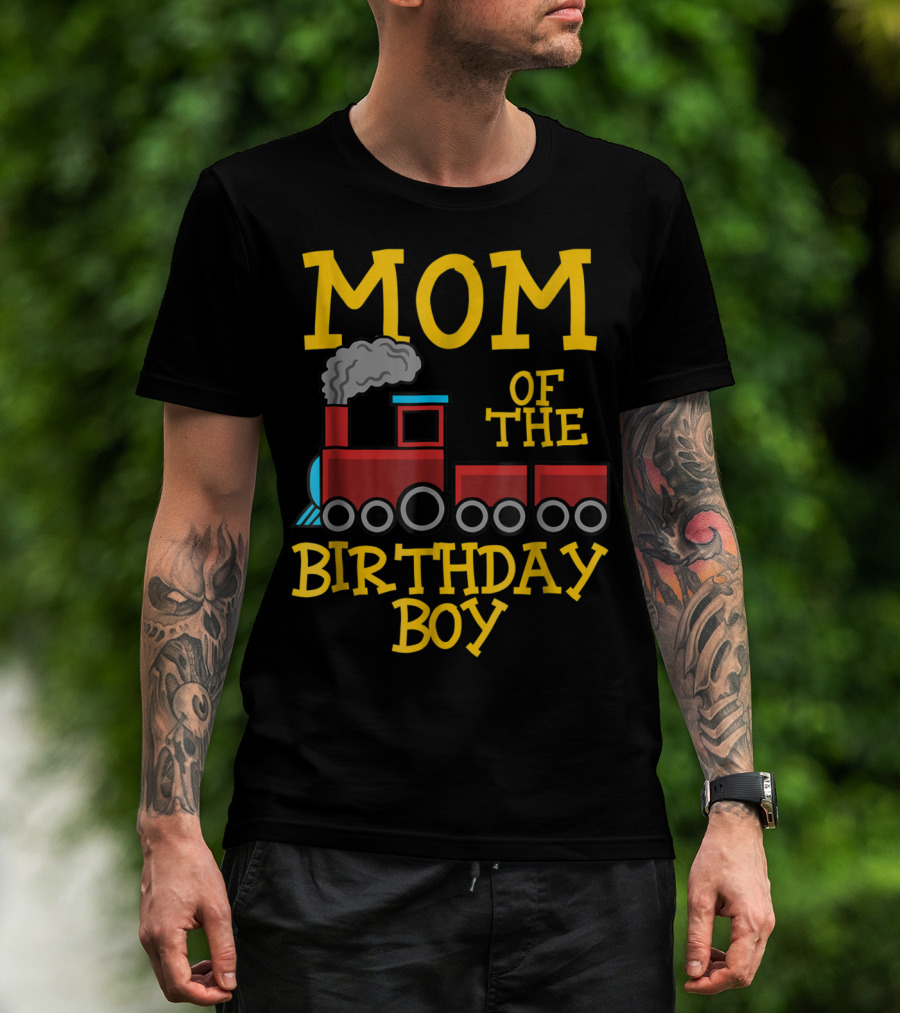 Mom Of The Birthday Boy Train Conductor Party T-Shirt