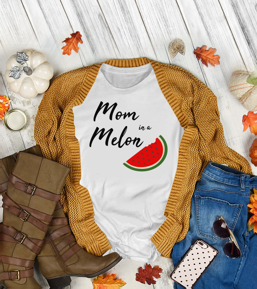 Mom in a Melon Fun Watermelon T-Shirt