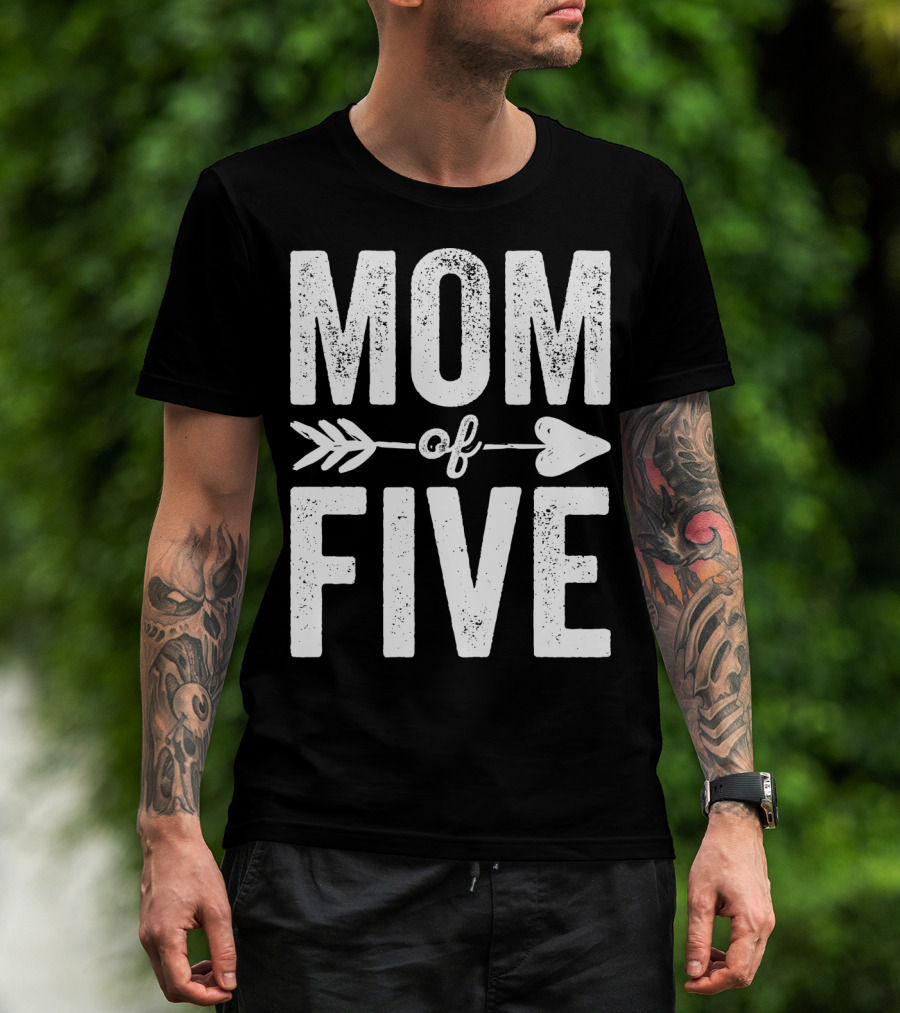 Mom Of Five Arrow Heart T-Shirt