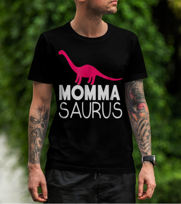 Momma Saurus Pink Dinosaur Matching Family Tribe T-Shirt
