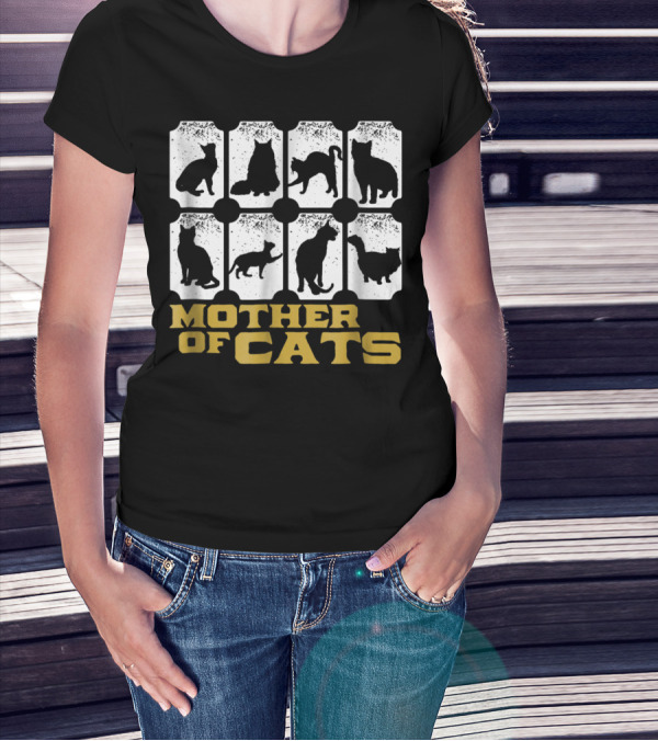 Mother Of Cats Vintage For Kitty And Kitten Lover90 Silhouette Collection T-Shirt