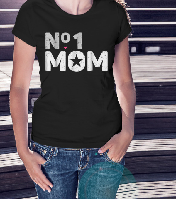 NO 1 Mom Star Heart T-Shirt