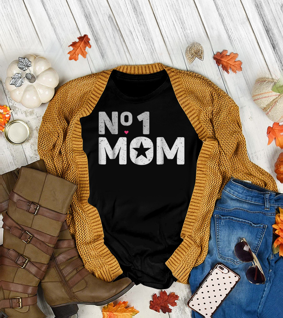 NO 1 Mom Star Heart T-Shirt