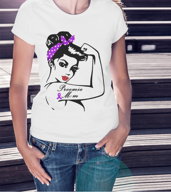 Preemie Mom Strong Rosie Purple T-Shirt