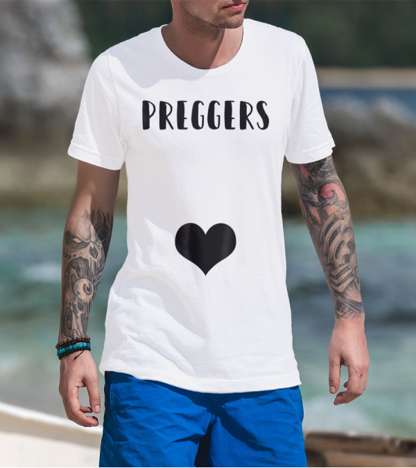 Preggers Announce Baby Prego Mom Heart Idea46 T-Shirt