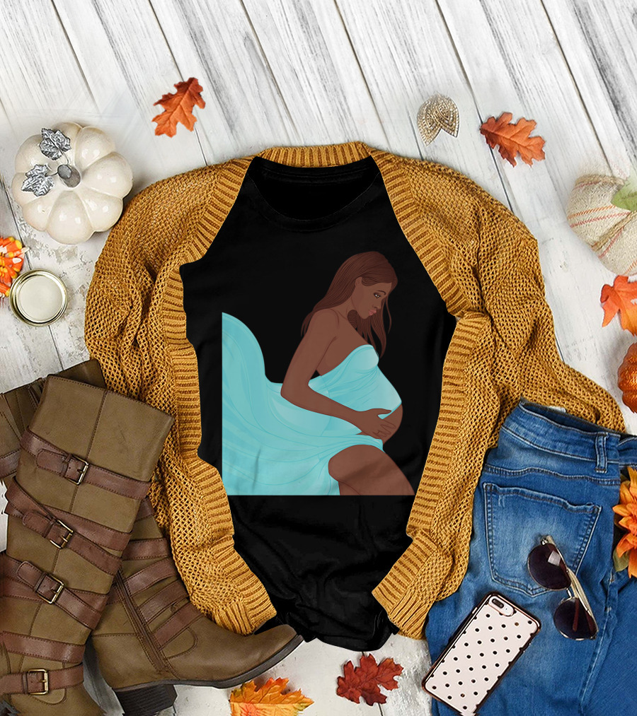 Pregnancy Black Girl Magic African Queen Mom57 T-Shirt