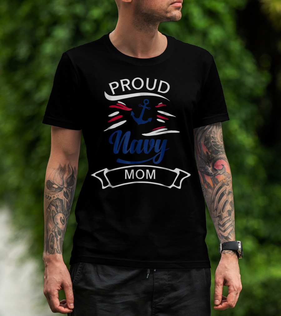 Proud Navy Mom Anchor T-Shirt